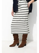 Jupe Midi Marinière Femme - Naturel Raye