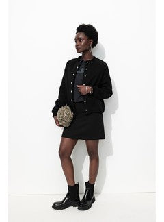 Mini-jupe Trapèze Femme - Noir Uni Fonce