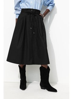 Jupe Midi Unie et Évasée Femme - Noir Uni Fonce