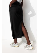 Jupe Midi Fendue Femme - Noir Uni Fonce