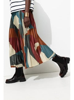 Luna Jupe Plissée Femme - Multicolore Imprime