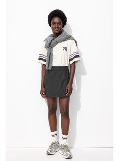 Jupe-short Rayée Femme - Gris Raye