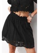 Jupe Courte Broderie Anglaise - Noir Uni Fonce