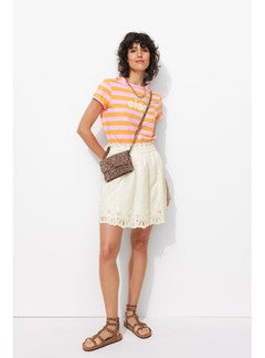Jupe Courte Broderie Anglaise - Naturel Uni Clair