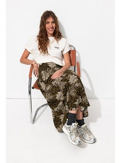 Jupe Longue Imprimée Femme - Kaki Imprime
