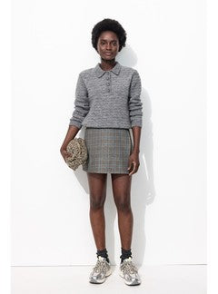 Jupe-short à Carreaux Femme - Gris Carreaux