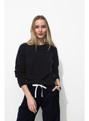 Pull Col Rond Femme - Bleu Uni Fonce