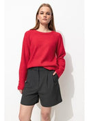Pull Col Rond Femme - Rouge Uni Colore