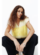 Cardigan sans Manches Femme - Jaune Uni Colore