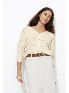 Cardigan Torsadé Femme - Naturel Uni Clair