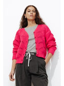 Cardigan Torsadé Femme - Rose Uni Colore