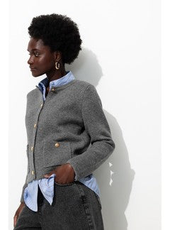 Cardigan Style Mademoiselle - Gris Uni Fonce