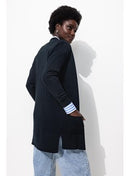 Long Gilet Fin Éco-conçu - Bleu Uni Fonce