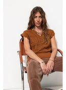 Pull Ajouré Femme - Grège Uni Fonce