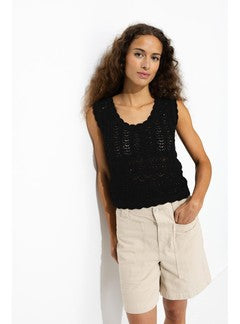 Pull au Crochet Recto/verso - Noir Uni Fonce