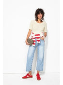 Pull Cropped Manches Courtes - Naturel Uni Clair