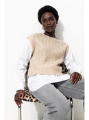 Pull Torsadé Effet 2 en 1 - Naturel Uni Clair