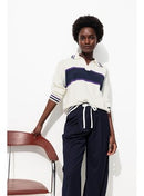 Pull Polo Rayé Femme - Naturel Raye