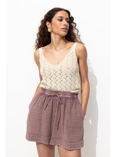 Débardeur Éco-conçu en Crochet - Naturel Uni Clair