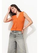Gilet Torsadé sans Manches - Multicolore Raye