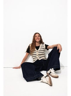 Cardigan Marinière Femme - Naturel Raye