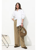 Billy Pantalon Large Femme - Vert Raye
