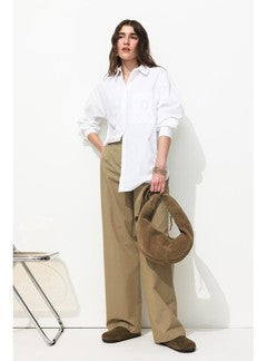 Billy Pantalon Large Femme - Vert Raye
