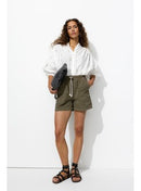 Short Uni en Toile Femme - Kaki Uni Fonce