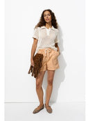 Short Uni en Toile Femme - Rose Uni Colore