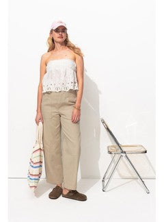 Pantalon en Toile Femme - Naturel Uni Clair