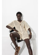 Combishort en Crochet Femme - Naturel Uni Clair