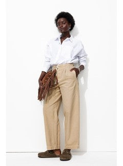 Pantalon Balloon en Toile - Naturel Uni Clair