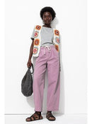 Pantalon Balloon en Toile - Violet Uni Colore