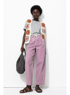 Pantalon Balloon en Toile - Violet Uni Colore