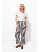 Pantalon Court Rayé Femme - Bleu Raye