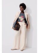 Pantalon de Tailleur Large - Naturel Uni Clair