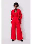 Pantalon de Tailleur Large - Rouge Uni Colore