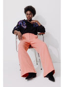 Pantalon de Tailleur Large - Rose Uni Colore