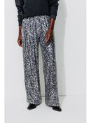 Pantalon Large à Paillettes - Noir Imprime