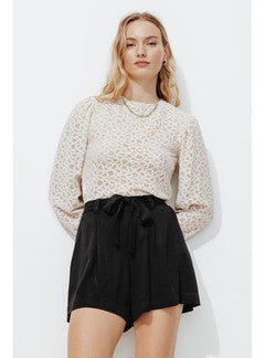 Short Taille Haute Éco-conçu - Noir Uni Fonce
