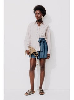 Short en Lyocell Femme - Jeans Uni Fonce