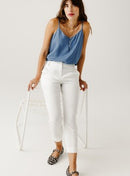 Pantalon Cigarette Femme - Blanc Uni Clair