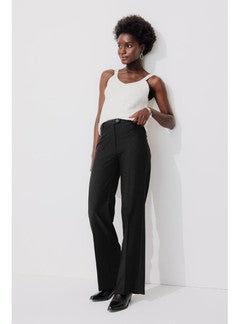 Pantalon de Tailleur Femme - Noir Uni Fonce