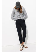 Pantalon Cigarette Uni Femme - Bleu Uni Fonce
