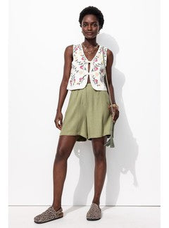 Short Large Femme - Kaki Uni Clair