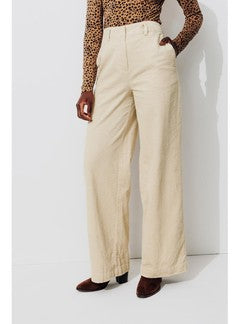 Pantalon Large Velours Côtelé - Naturel Uni Clair