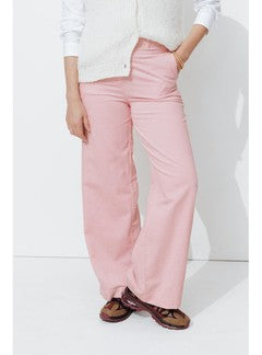 Pantalon Large Velours Côtelé - Rose Uni Colore