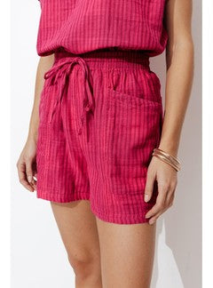 Short Large en Coton Femme - Multicolore Raye