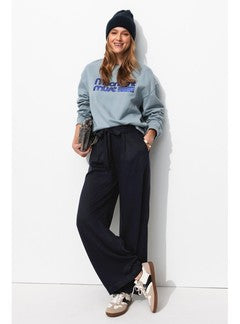 Pantalon Large et Fluide Femme - Bleu Uni Fonce