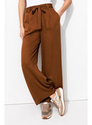 Pantalon Large et Fluide Femme - Marron Uni Fonce